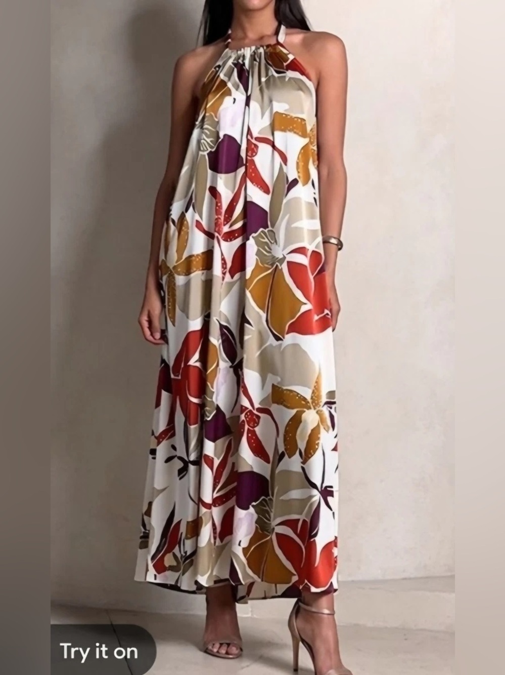 Banana‎ Republic Floral Halter Trapeze Maxi Dress Open Back Size 0